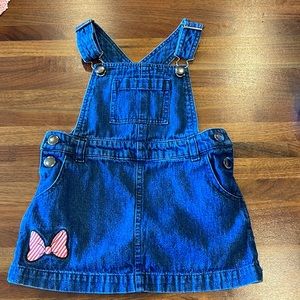 Vintage Minnie Mouse Bow toddler overall denim dress Disney